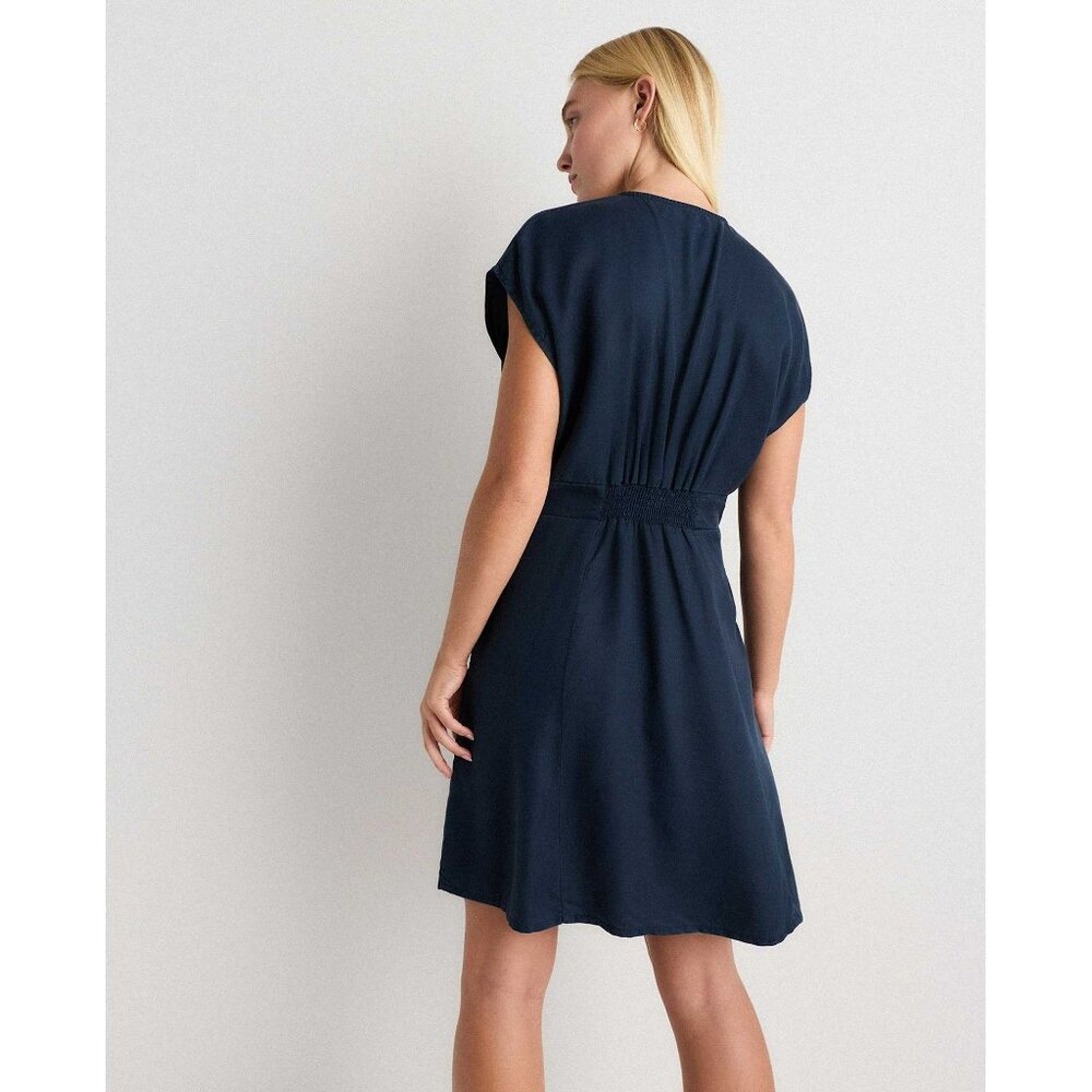 NWT! Quince Vintage Wash Tencel Button Front Dress, Midnight Blue, Size Large - Picture 2 of 13